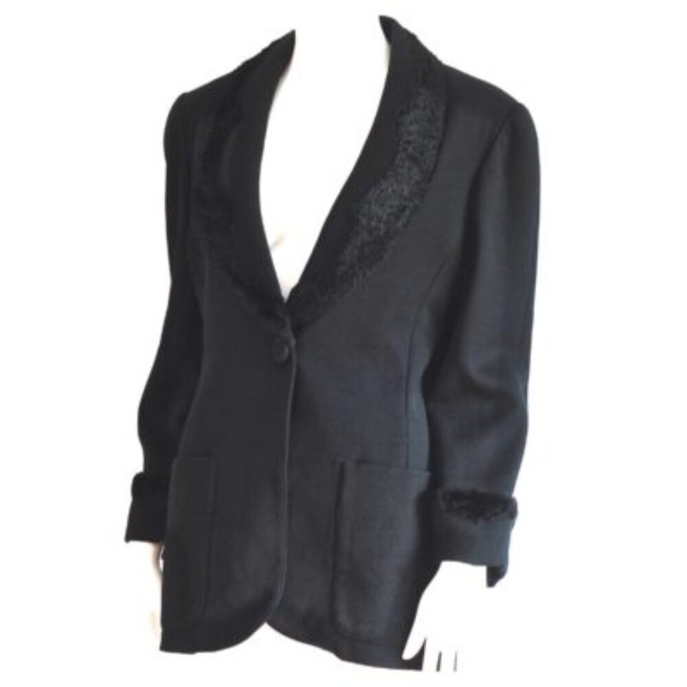 Fendi 365 By Contir 1980's Black Wool Blazer With Trim - Italy